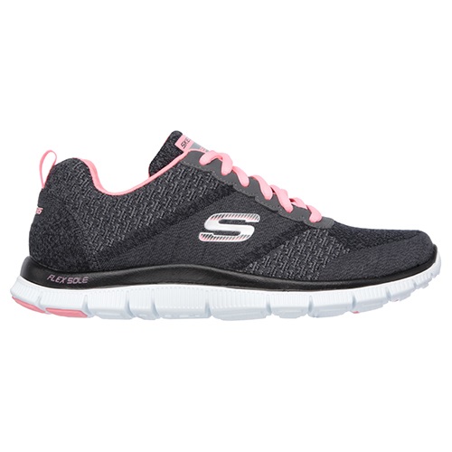 Skechers Flex Appeal Simply Sweet In Charcoal Pink Womens - Spinners Sports